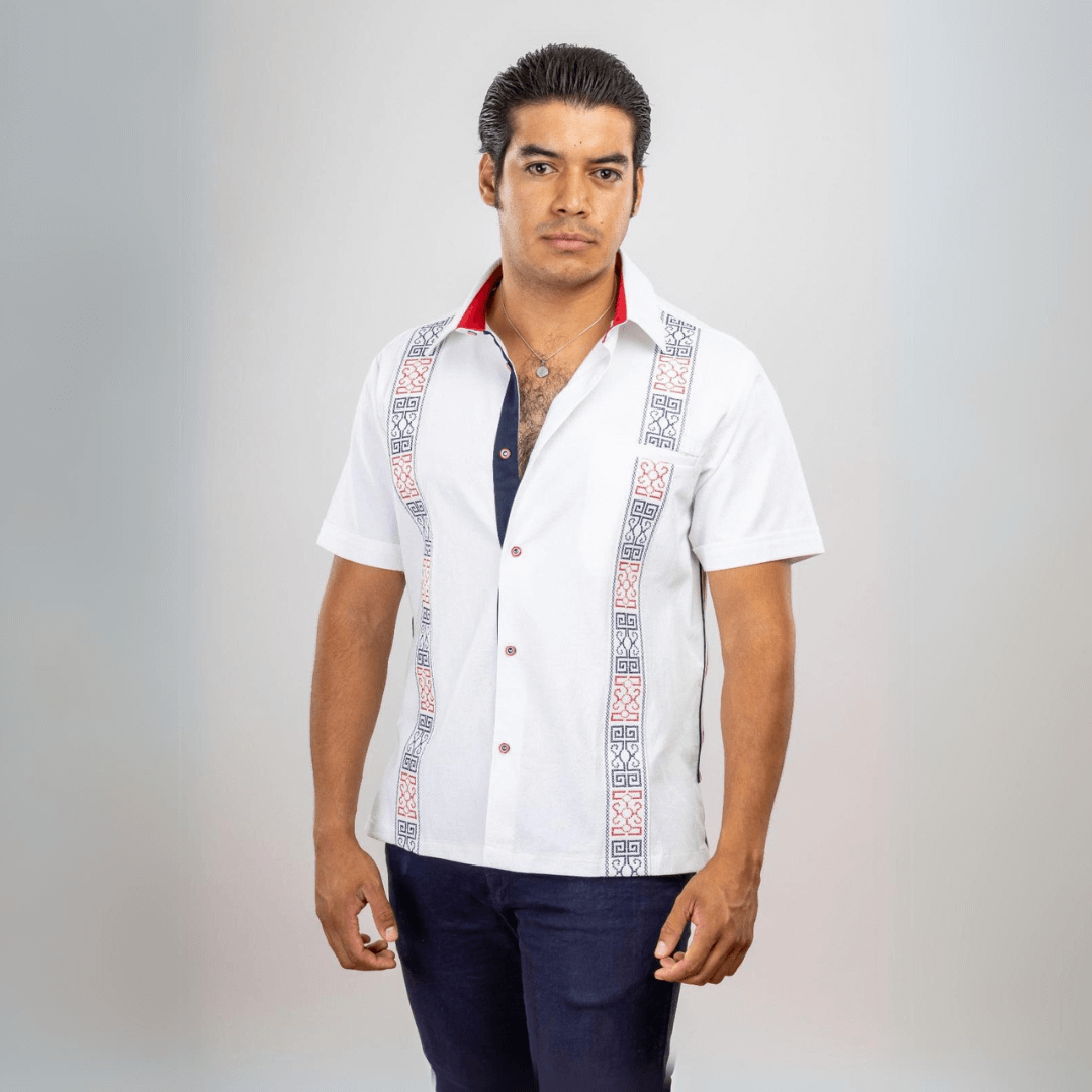 TMY Embroidered White Guayabera Shirt