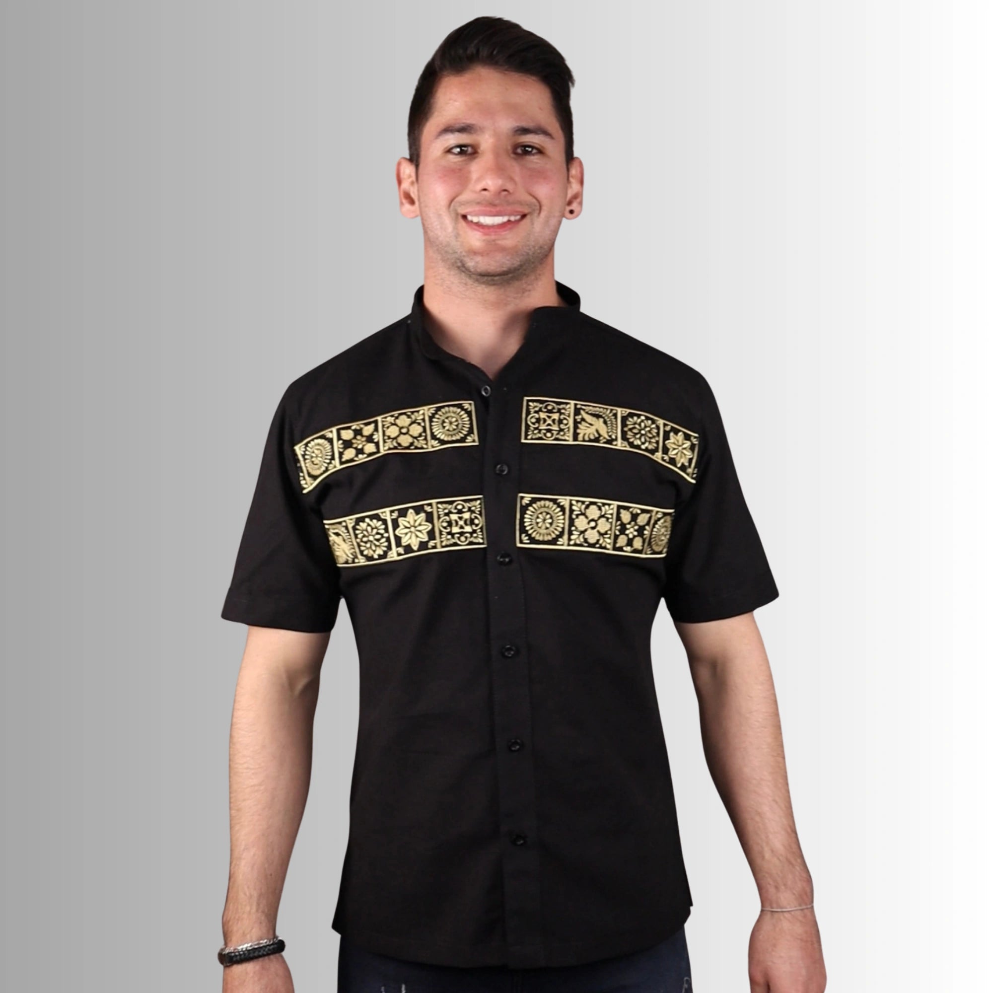 Camisa Guayabera Manga Corta Talavera Mexicana