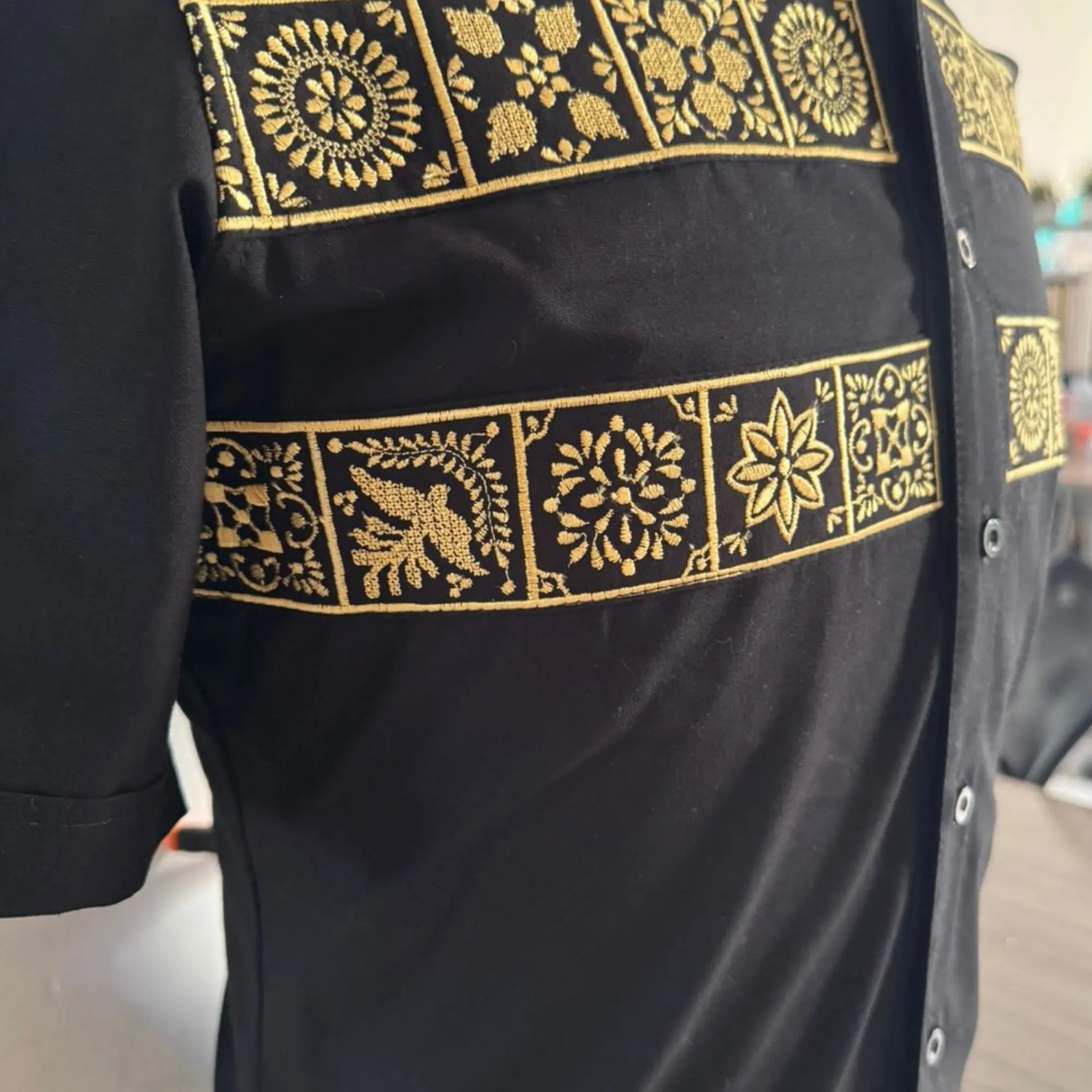 Camisa Guayabera Manga Corta Talavera Mexicana