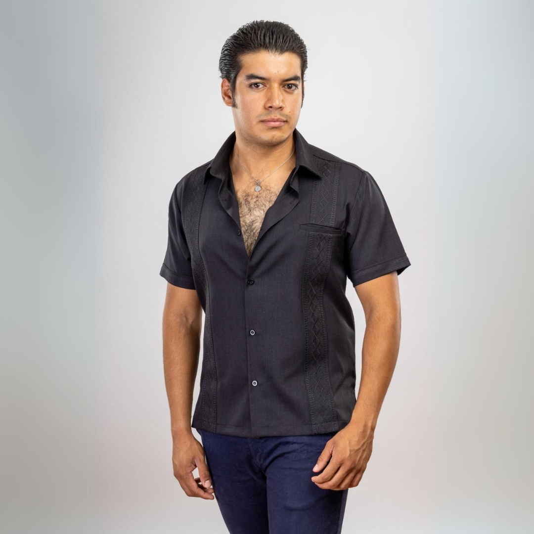 Black Guayabera Shirt