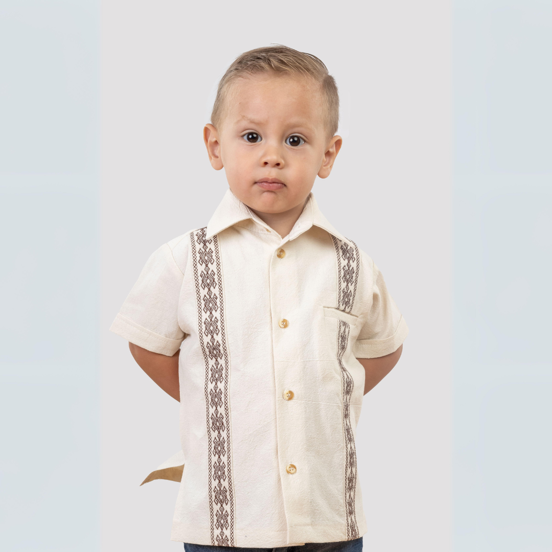 Natural Embroidered Guayabera